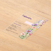 Florals pink cross girl Bestätigung klar Acryleinladungen (Ablage )