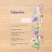 Florals pink cross girl Bestätigung klar Acryleinladungen (Vorderseite)