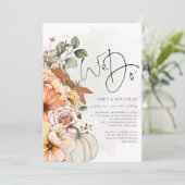 Florals Pumpkin Herbst Wir machen QR-Code Hochzeit Einladung (Stehend Vorderseite)