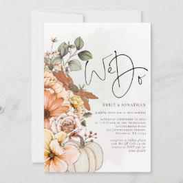 Florals Pumpkin Herbst Wir machen QR-Code Hochzeit Einladung