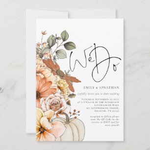 Florals Pumpkin Herbst Wir machen QR Code Wedding Einladung