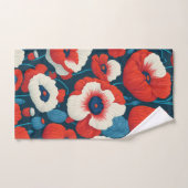 Florals Red, White, Blue Poppies Badhandtuch Set (Handtuch)