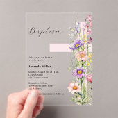 Florals Rosa Cross Girl Clear Baptisse Acryleinladungen (Insitu (Handheld))