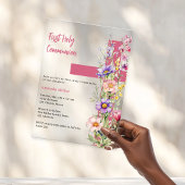 Florals Rosa Cross Girl klare Erste Kommune Acryleinladungen