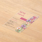 Florals Rosa Cross Girl klare Erste Kommune Acryleinladungen (Ablage )