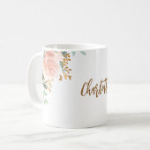 Florals Rose Goldgrün Goldname Kaffeetasse (Vorderseite Links)