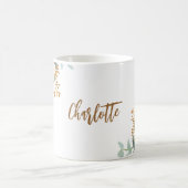 Florals Rose Goldgrün Goldname Kaffeetasse (Mittel)