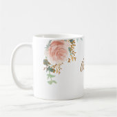 Florals Rose Goldgrün Goldname Kaffeetasse (Links)