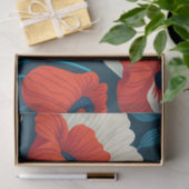 Florals Rot, Weiß, Blauer Pfeffer Dekoupage Seidenpapier (Geschenk)