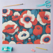 Florals Rot, Weiß, Blauer Pfeffer Dekoupage Seidenpapier (Basteln)