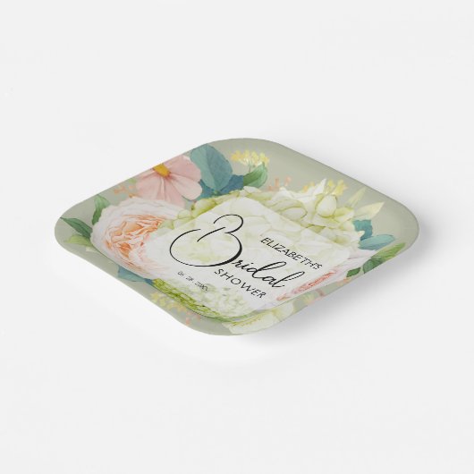 Florals Sage Green Brautparty Pappteller (Gewinkelt)