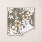 Florals Taupe, Ivory, White Blends Badhandtuch Set (Waschlappen)