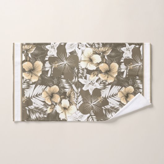 Florals Taupe, Ivory, White Blends Badhandtuch Set (Handtuch)
