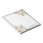Florals und Sage Green Border vom Schreibtisch aus Notizblock (angewinkelt)