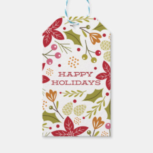 Florals Urlaub - Happy Holidays Gift Tags Geschenkanhänger