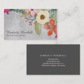 Florals Visitenkarte / Grau (Vorne/Hinten)