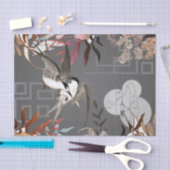 Florals, Vögel, Schiefergrauen Hintergrund Decoupa Seidenpapier (Handwerk)