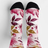 Florals Wasserfarbe Rot, Rosa, Mauve Socken (Oben)