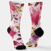 Florals Wasserfarbe Rot, Rosa, Mauve Socken (Gewinkelt)