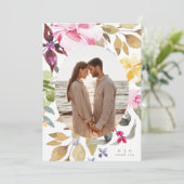 Florals Wedding Foto Dankeskarte (Stehend Vorderseite)