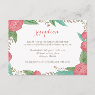 Florals Wedding Reception Card bemalt Begleitkarte