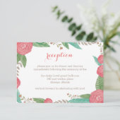 Florals Wedding Reception Card bemalt Begleitkarte (Stehend Vorderseite)