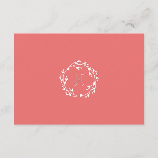 Florals Wedding Reception Card bemalt Begleitkarte (Rückseite)