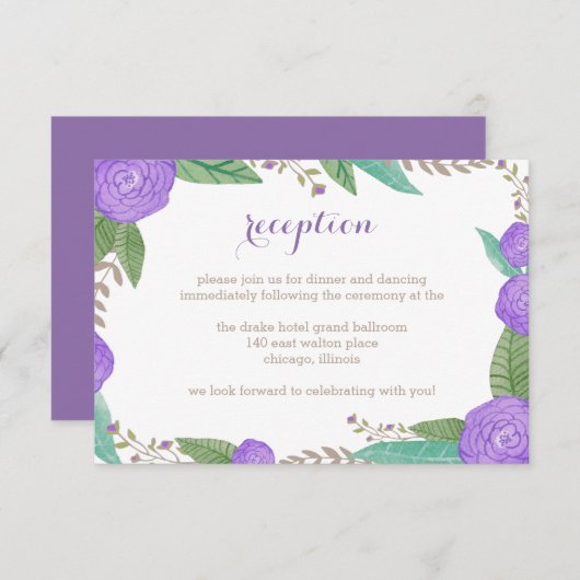 Florals Wedding Reception Card bemalt Einladung (Vorne/Hinten)
