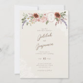 Florals Western Monogram Wappen Hochzeit Einladung (Vorderseite)