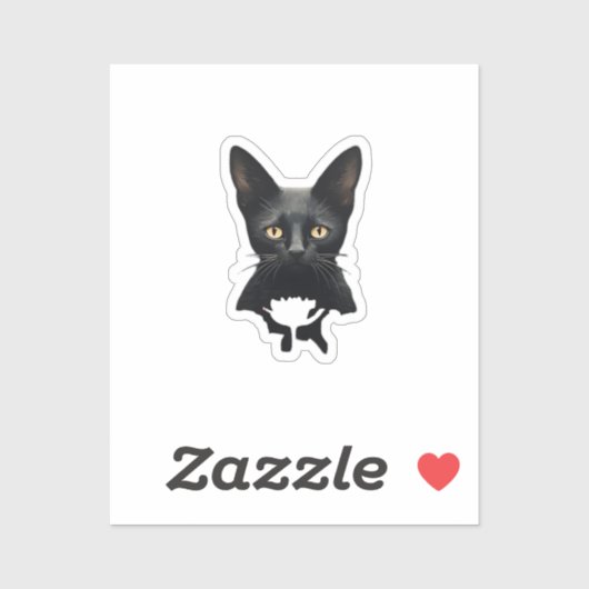 Florals Whimsigoth Gothic Style Kitty and Poppies Aufkleber (Blatt)