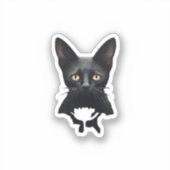 Florals Whimsigoth Gothic Style Kitty and Poppies Aufkleber (Vorderseite)