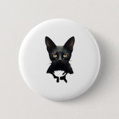 Florals Whimsigoth Gothic Style Kitty and Poppies Button (Vorderseite)
