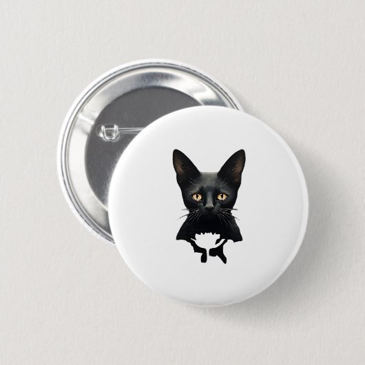 Florals Whimsigoth Gothic Style Kitty and Poppies Button (Vorne & Hinten)