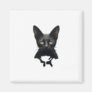 Florals Whimsigoth Gothic Style Kitty and Poppies Magnet