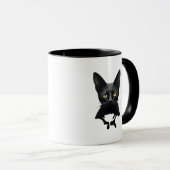 Florals Whimsigoth Gothic Style Kitty and Poppies Tasse (VorderseiteRechts)