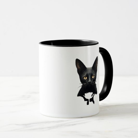 Florals Whimsigoth Gothic Style Kitty and Poppies Tasse (VorderseiteRechts)