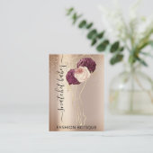 Florals Wreath Rose Marsala QR Code Stylist Visitenkarte (Stehend Vorderseite)