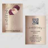 Florals Wreath Rose Marsala QR Code Stylist Visitenkarte (Vorne/Hinten)