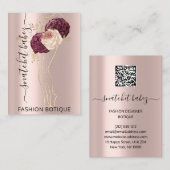 Florals Wreath Rose QR Code Body SculptingStylist Visitenkarte (Vorne/Hinten)