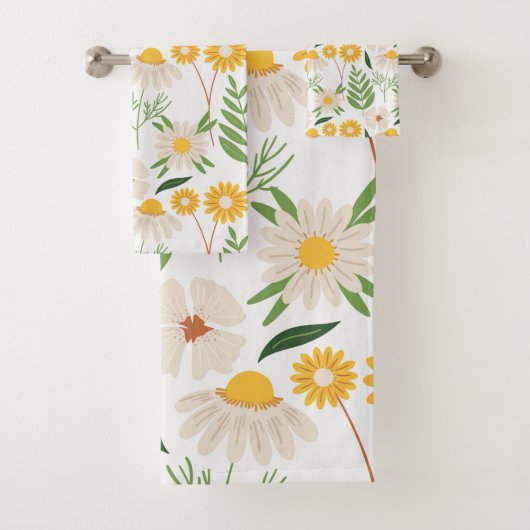 Florals Yellow Daisies and Greenery Badhandtuch Set (Insitu)