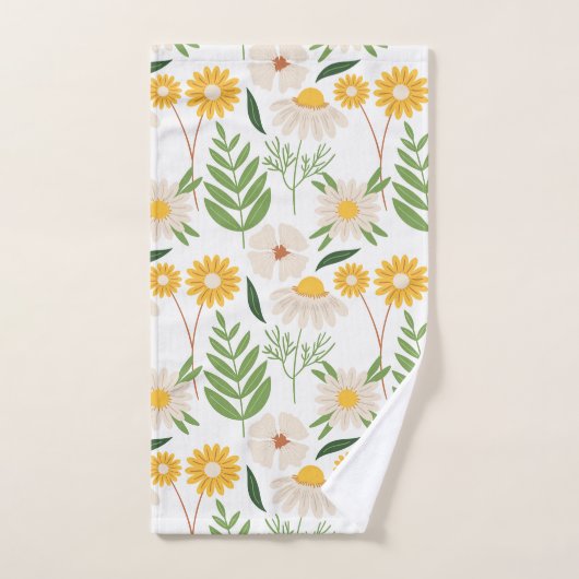 Florals Yellow Daisies and Greenery Badhandtuch Set (Handtuch)