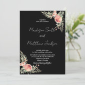 Florals zu Black Theme Wedding Einladungen (Stehend Vorderseite)