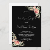 Florals zu Black Theme Wedding Einladungen (Vorne/Hinten)