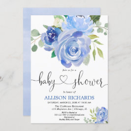 Florblau grüne elegante Babydusche Einladung