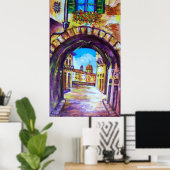 FLORENCE ANTIQUE ALLEY VIEW CHURCH CESTELLO POSTER (Heimbüro)