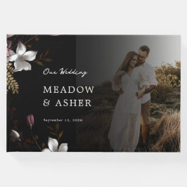 Florence Dark Floral and Photo Wedding Gästebuch