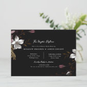 Florence Dark Floral Wedding Probe Einladung (Stehend Vorderseite)