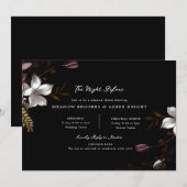Florence Dark Floral Wedding Probe Einladung (Vorne/Hinten)