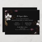 Florence Dark Floral Wedding Rehearsal Einladung (Vorne/Hinten)