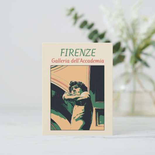 Florence David Michelangelo Illustration Italy Pos Postkarte (Stehend Vorderseite)